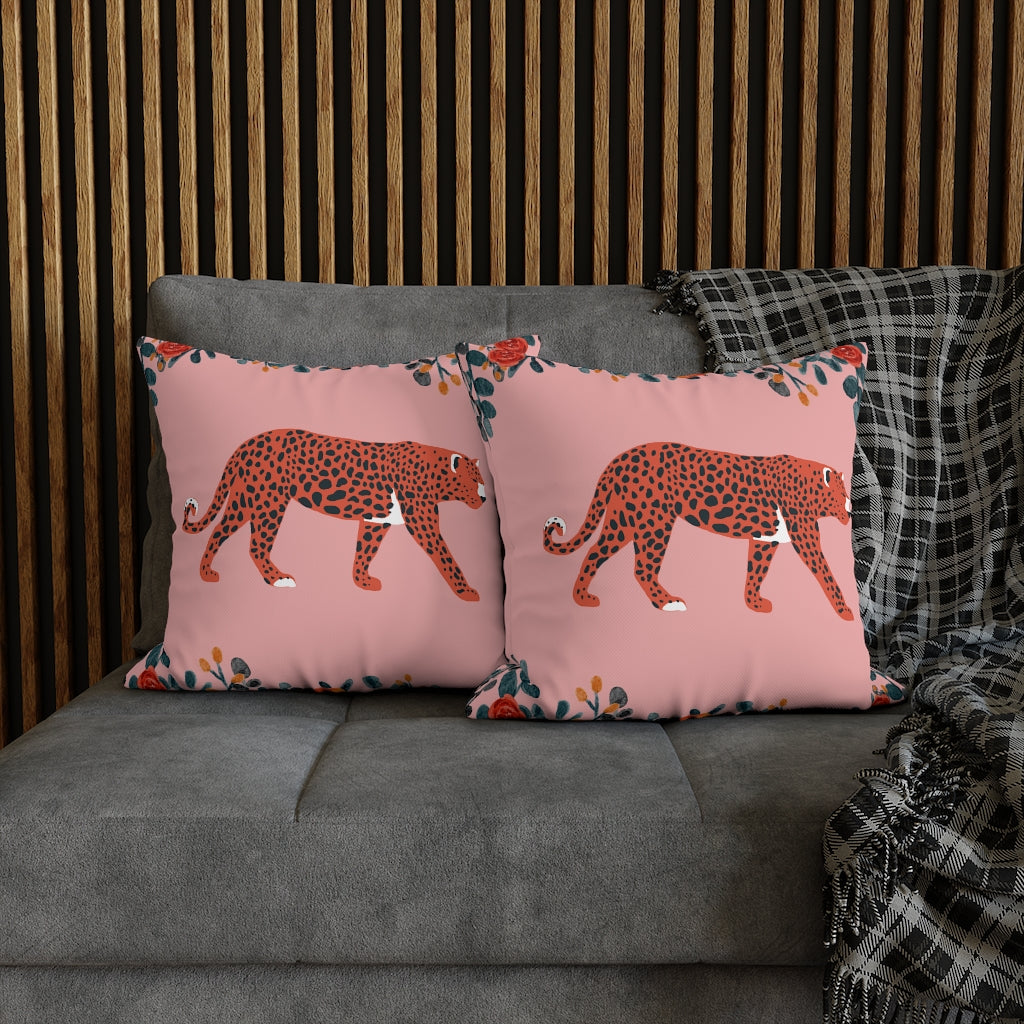 Pink Leopard Pillow Case - Throw Pillow Cover - Grandmillennial Style