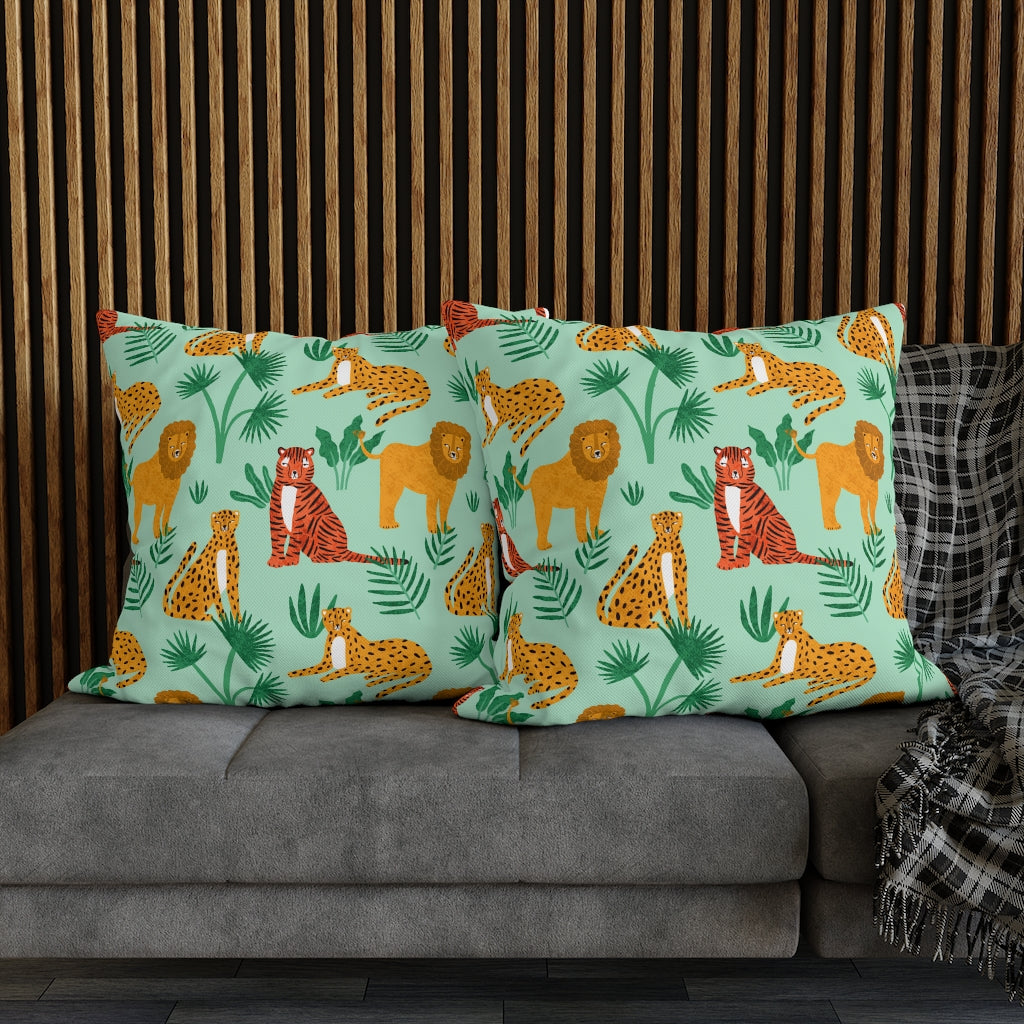 Jungle Meeting Pillow Case - Throw Pillow Cover - Grandmillennial Style