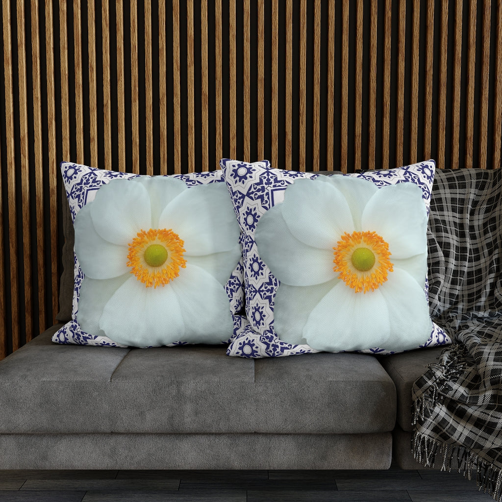 Japanese Anemone Pillow Case - Throw Pillow Cover - Grandmillennial Style