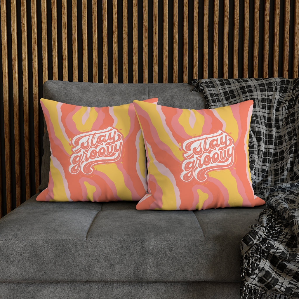 Stay Groovy Pillow Case - Throw Pillow Cover - Grandmillennial Style