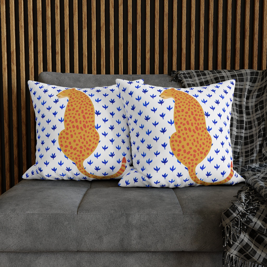 Orange Cheetah Pillow Case - Throw Pillow Cover - Grandmillennial Style