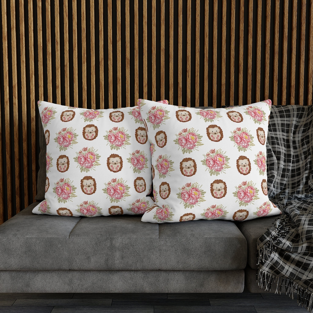 Hedgehog Pillow Case - Throw Pillow Cover - Grandmillennial Style