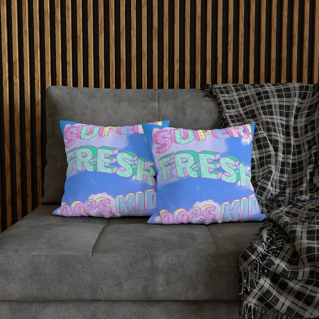 Super Fresh 90s Kid Pillow Case - Throw Pillow Cover - Grandmillennial Style