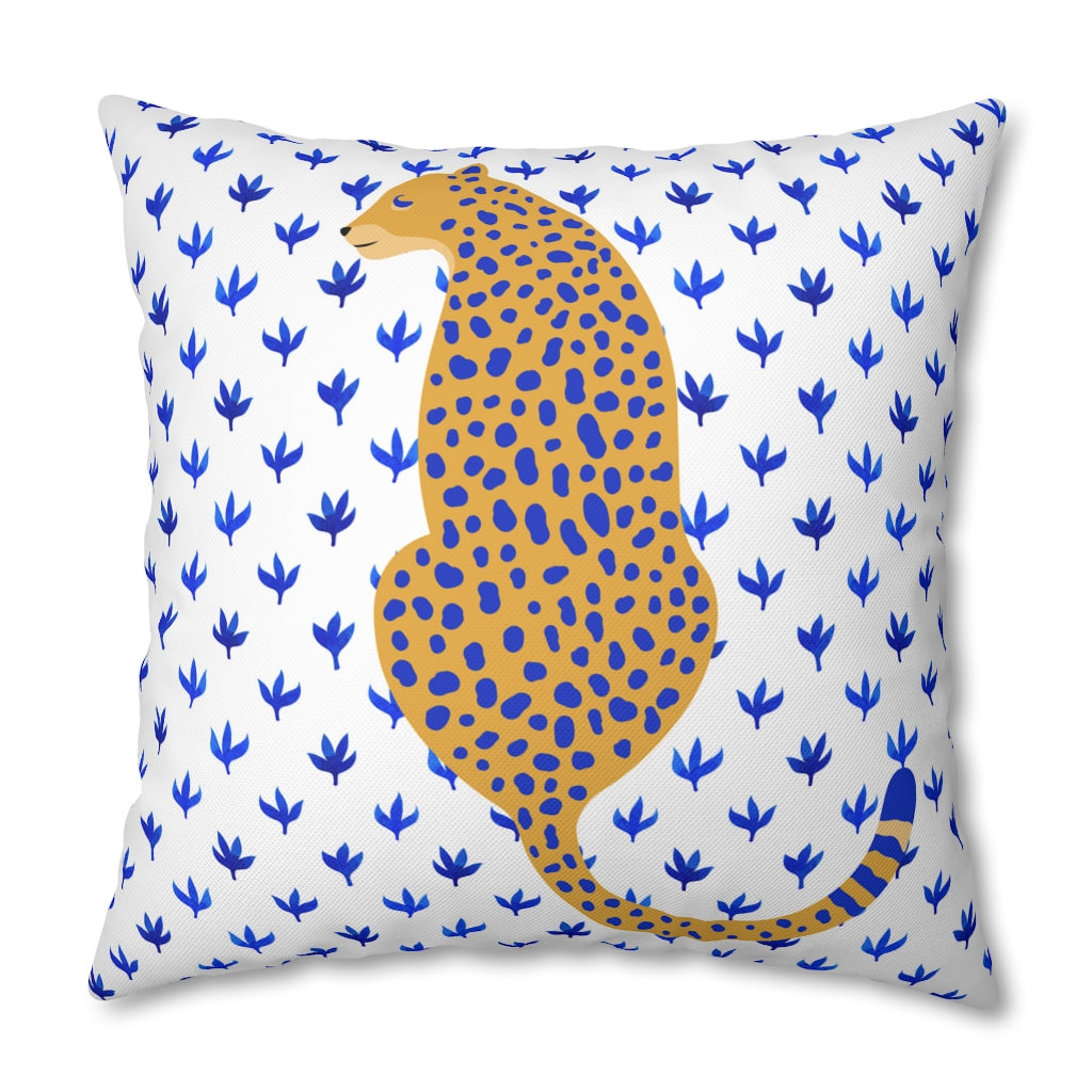 Blue Cheetah Pillow Case - Throw Pillow Cover - Grandmillennial Style