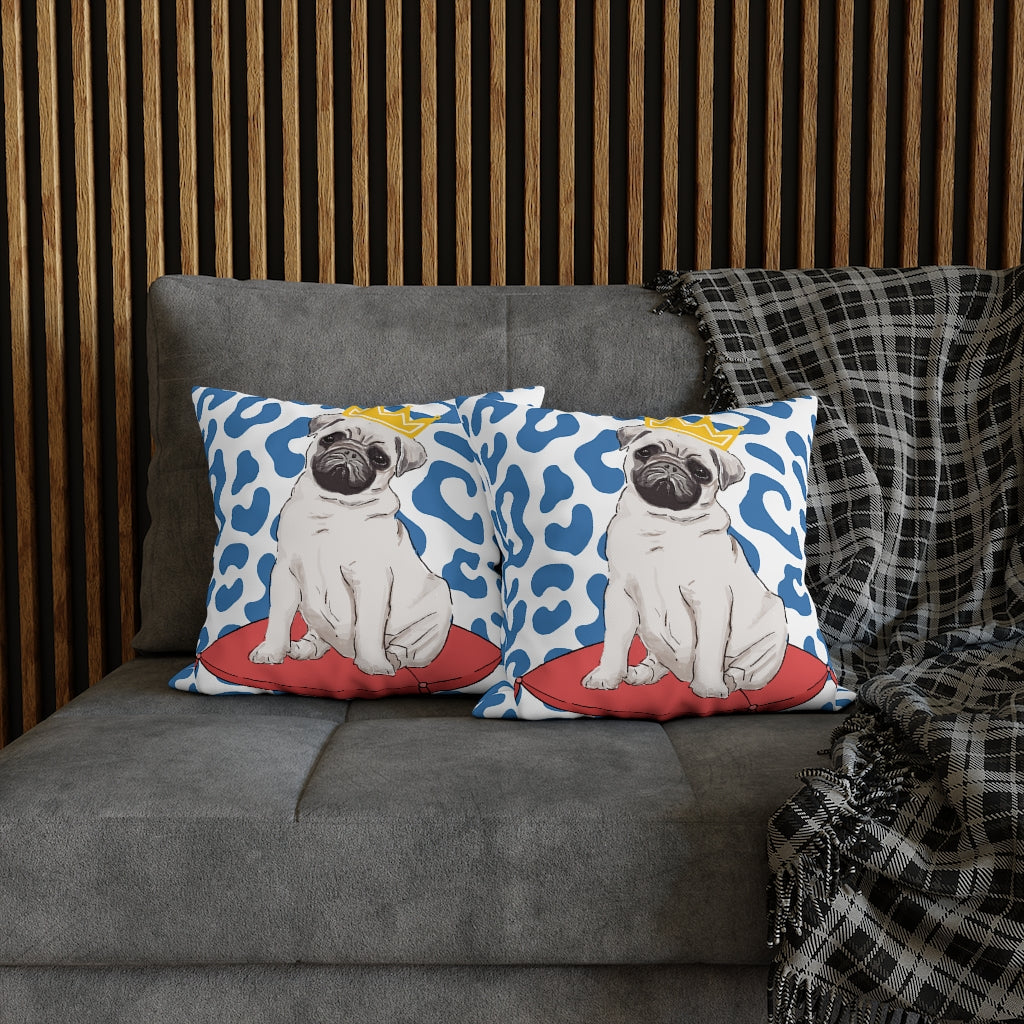 Royal Pug Pillow Case - Throw Pillow Cover - Grandmillennial Style