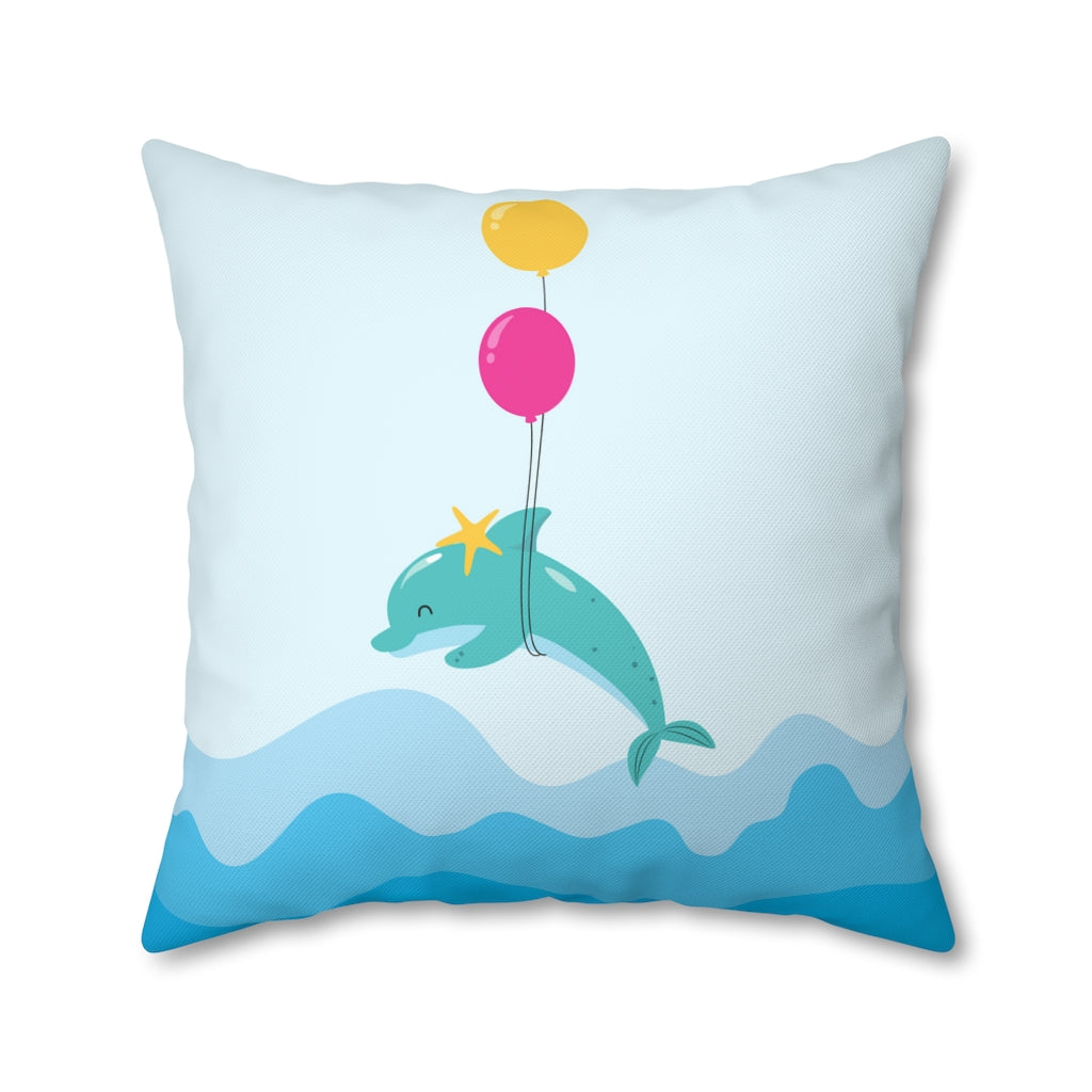 Inflated Dolphin Pillow Case - Throw Pillow Cover - Grandmillennial Style