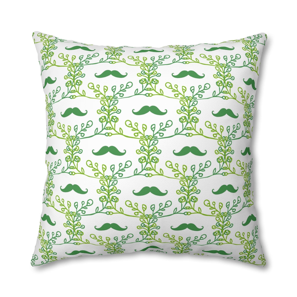 Mustache Plant Pillow Case - Throw Pillow Cover - Grandmillennial Style