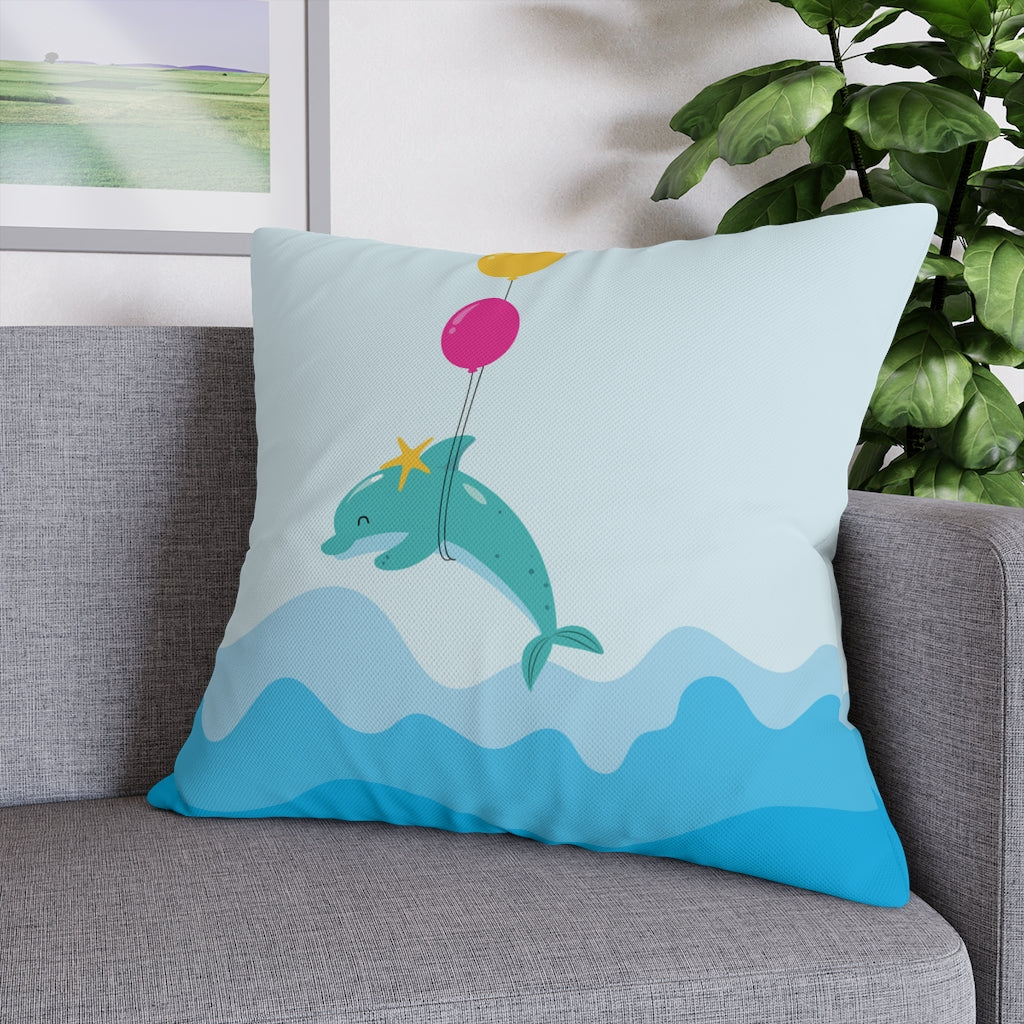 Inflated Dolphin Pillow Case - Throw Pillow Cover - Grandmillennial Style