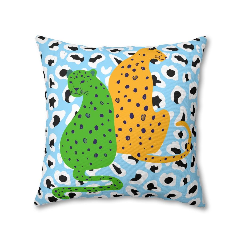 Cheetah Couple Pillow Case - Throw Pillow Cover - Grandmillennial Style