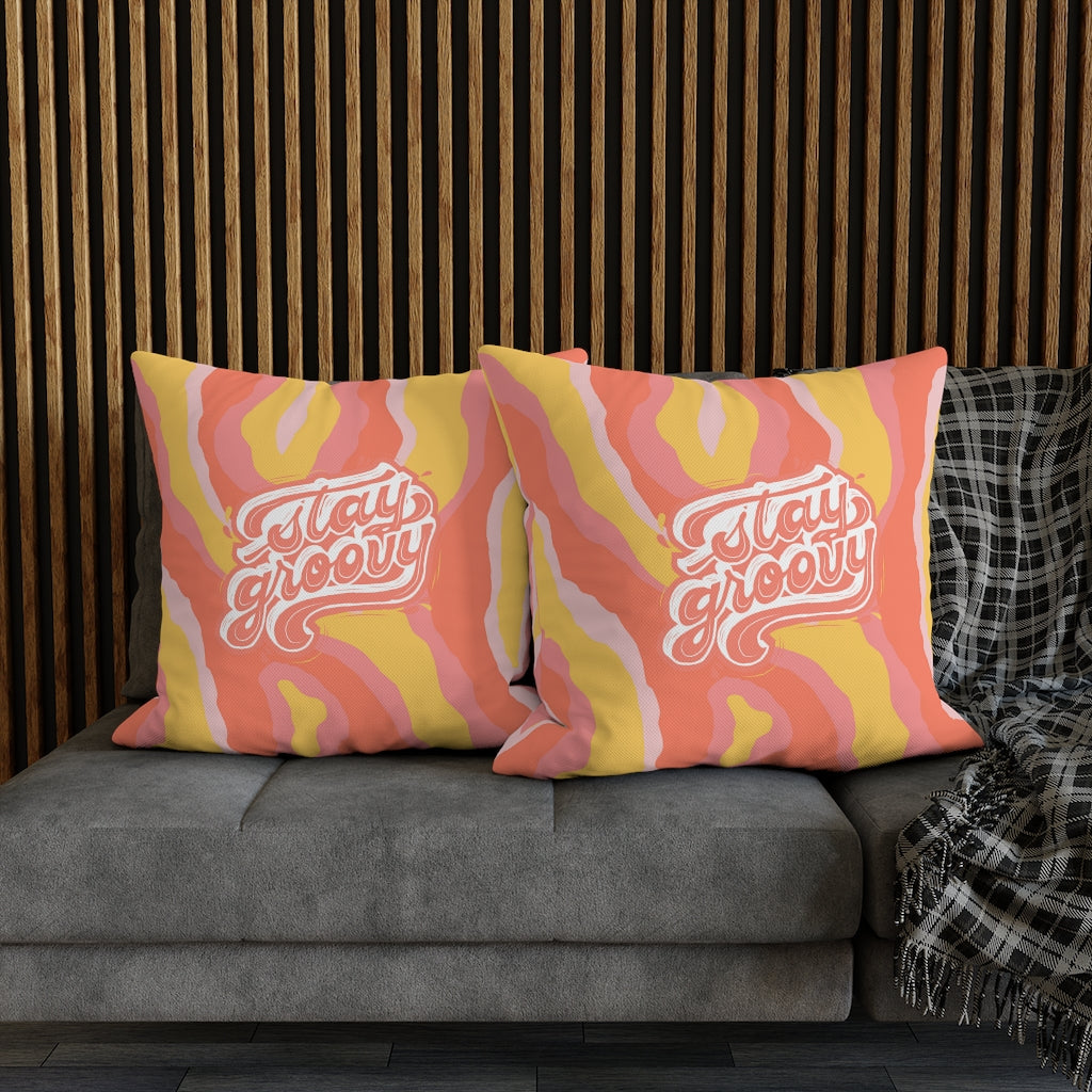 Stay Groovy Pillow Case - Throw Pillow Cover - Grandmillennial Style