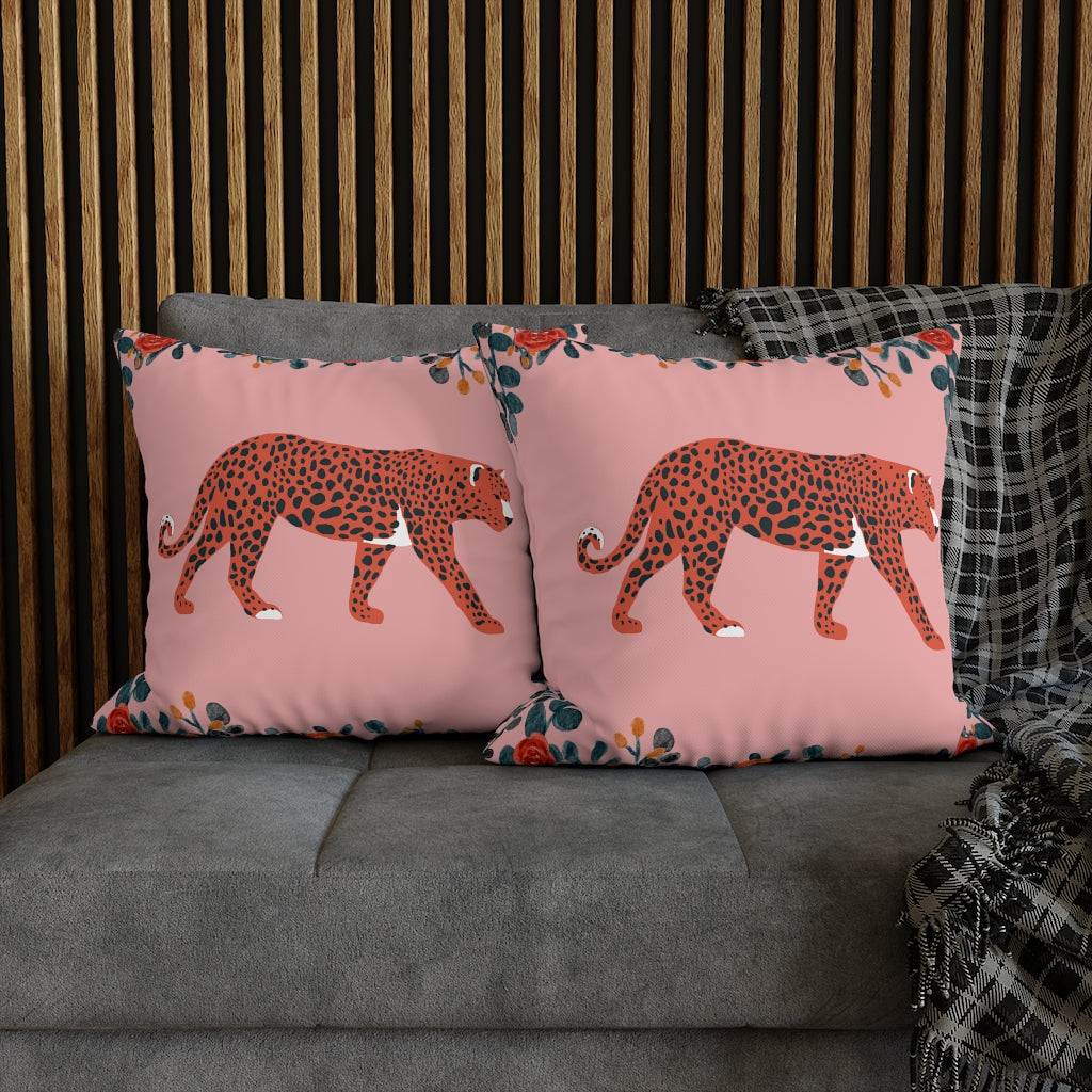 Pink Leopard Pillow Case - Throw Pillow Cover - Grandmillennial Style