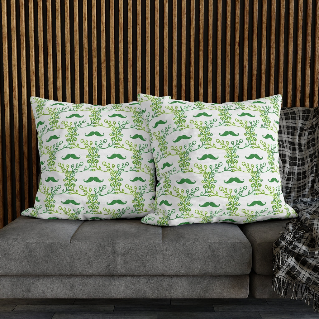 Mustache Plant Pillow Case - Throw Pillow Cover - Grandmillennial Style