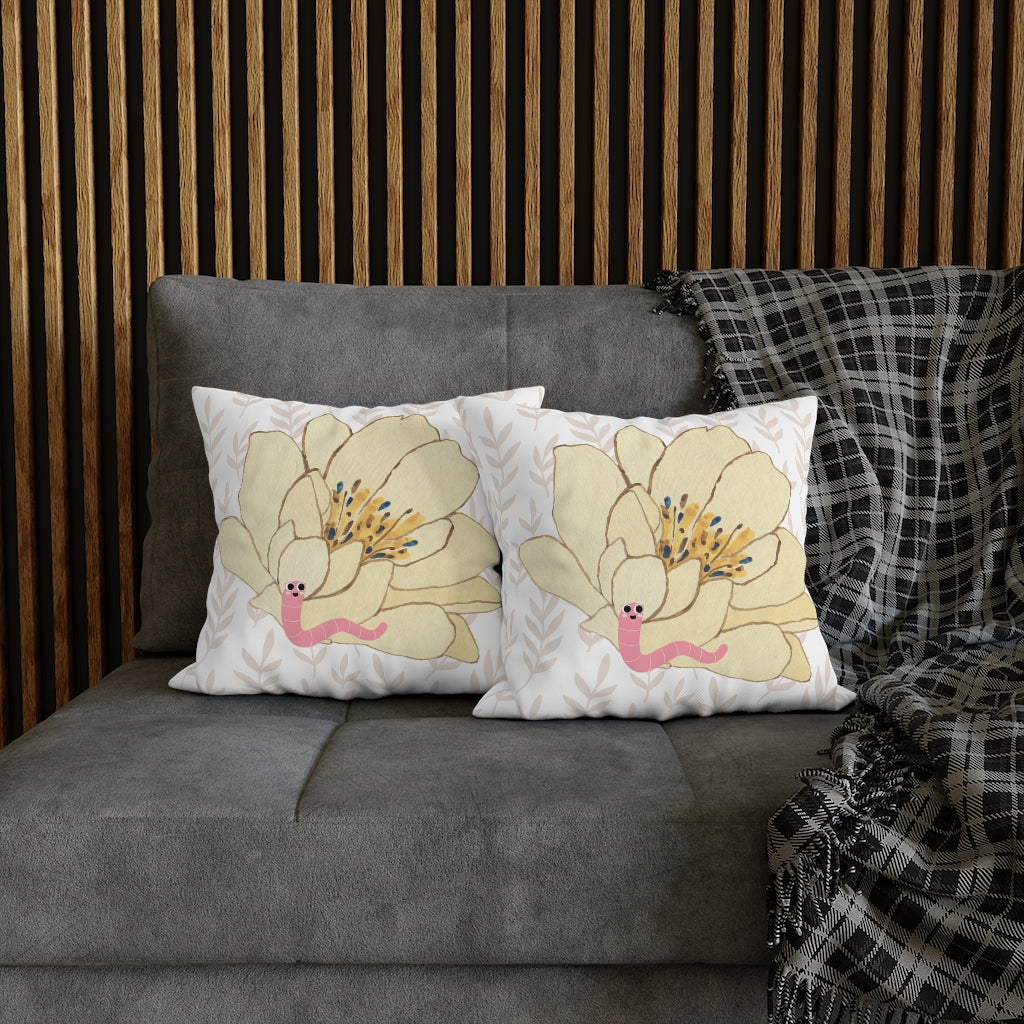 Earthworm Pillow Case - Throw Pillow Cover - Grandmillennial Style