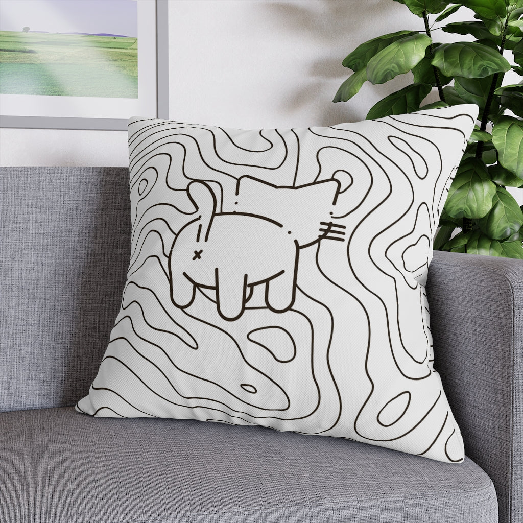 Topographic Kitten Pillow Case - Throw Pillow Cover - Grandmillennial Style