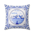 Delft Blue House Pillow Case - Throw Pillow Cover - Grandmillennial Style