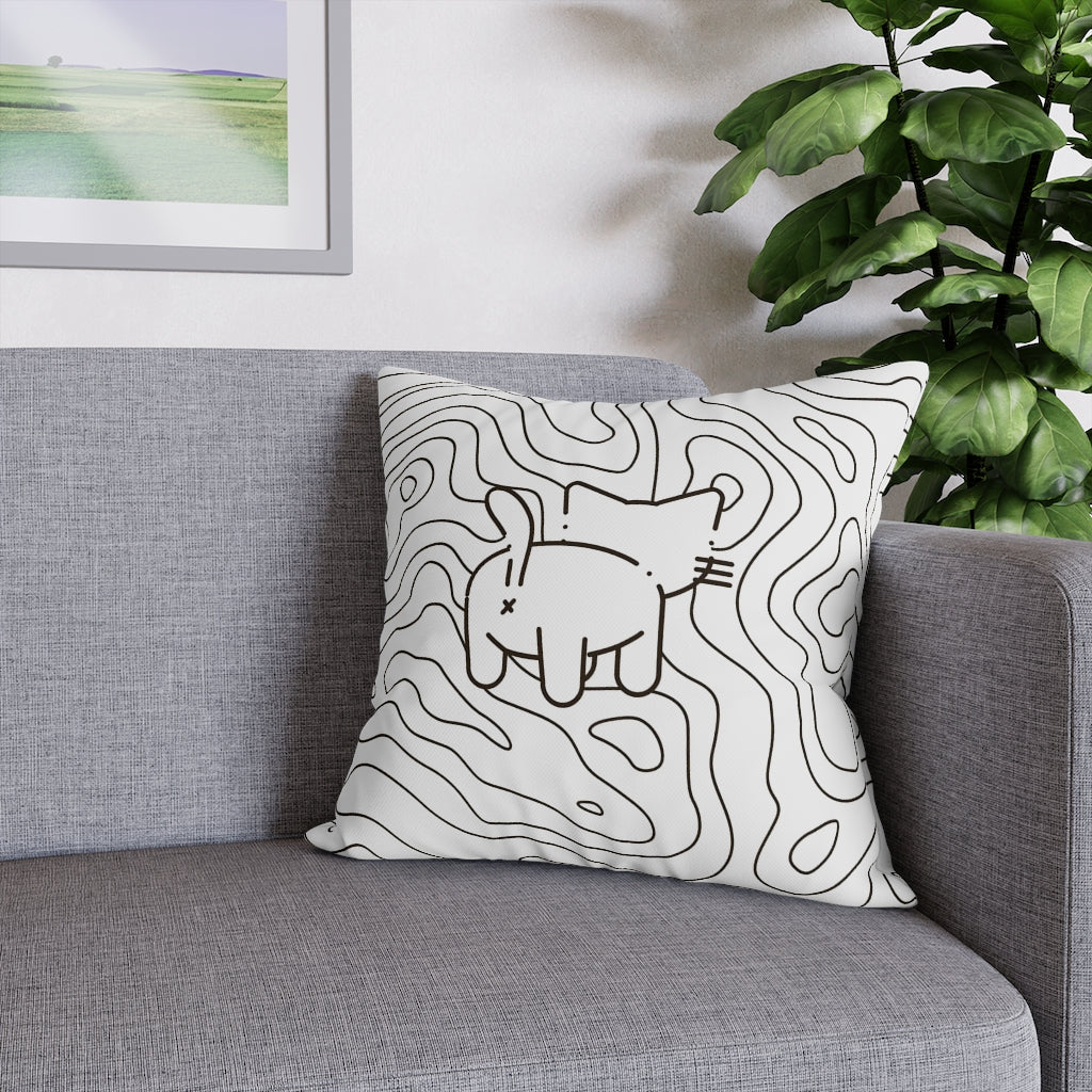 Topographic Kitten Pillow Case - Throw Pillow Cover - Grandmillennial Style