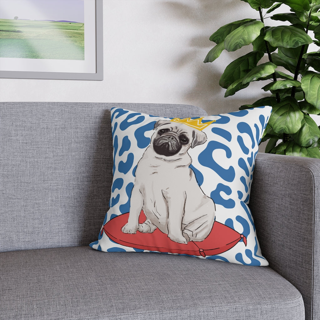 Royal Pug Pillow Case - Throw Pillow Cover - Grandmillennial Style