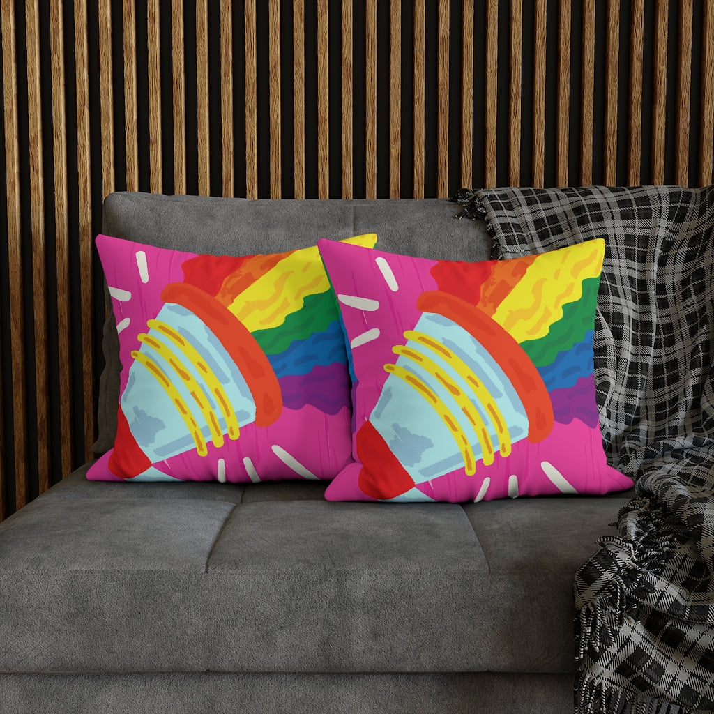 Megaphone Joy Pillow Case - Throw Pillow Cover - Grandmillennial Style