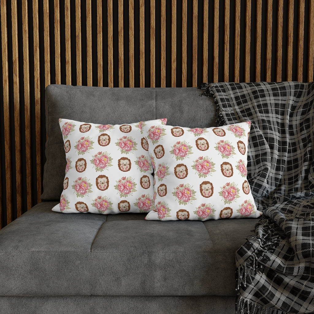 Hedgehog Pillow Case - Throw Pillow Cover - Grandmillennial Style