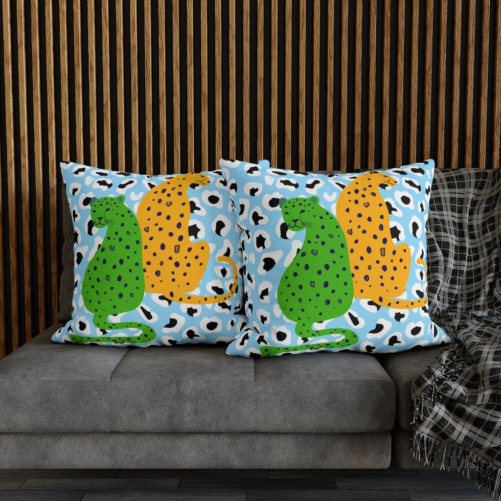 Cheetah Couple Pillow Case - Throw Pillow Cover - Grandmillennial Style