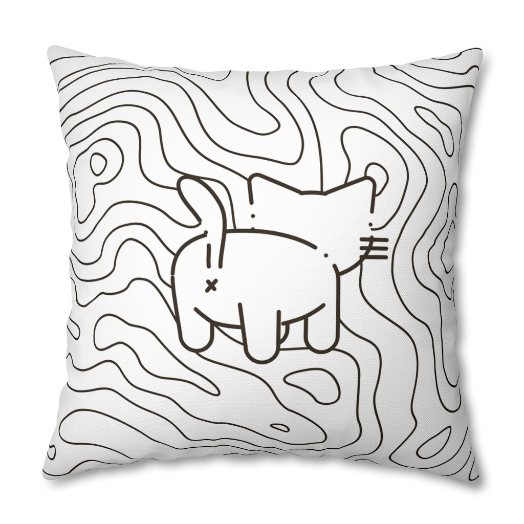 Topographic Kitten Pillow Case - Throw Pillow Cover - Grandmillennial Style