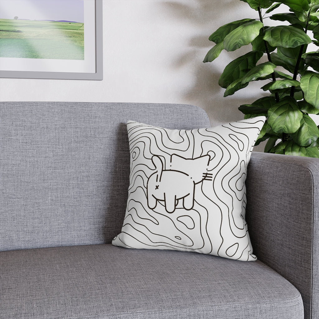 Topographic Kitten Pillow Case - Throw Pillow Cover - Grandmillennial Style