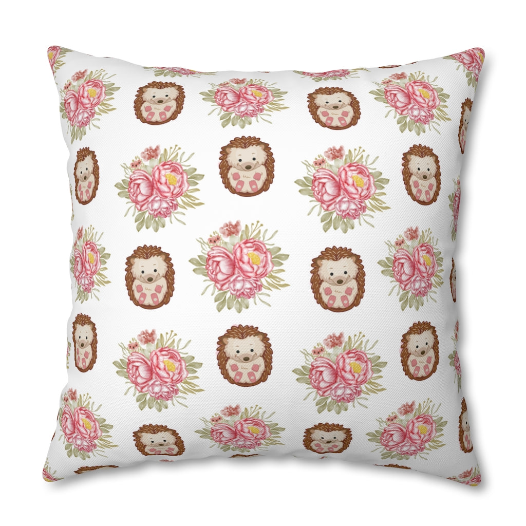 Hedgehog Pillow Case - Throw Pillow Cover - Grandmillennial Style