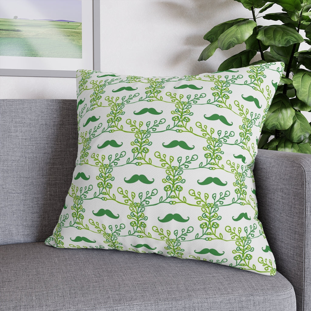 Mustache Plant Pillow Case - Throw Pillow Cover - Grandmillennial Style