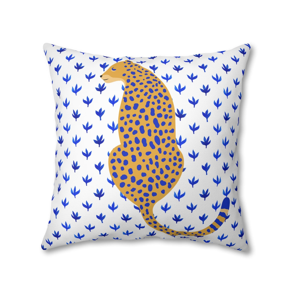 Blue Cheetah Pillow Case - Throw Pillow Cover - Grandmillennial Style