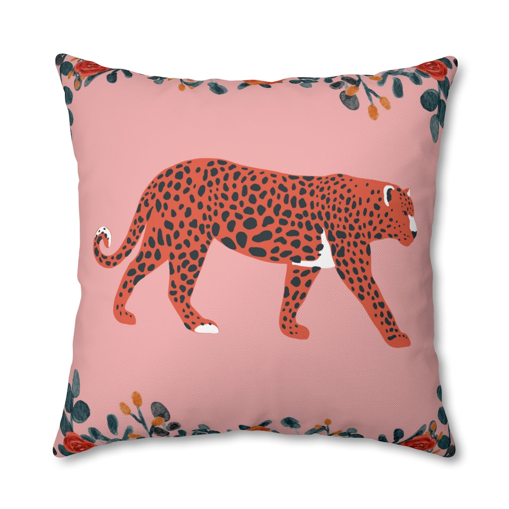 Pink Leopard Pillow Case - Throw Pillow Cover - Grandmillennial Style