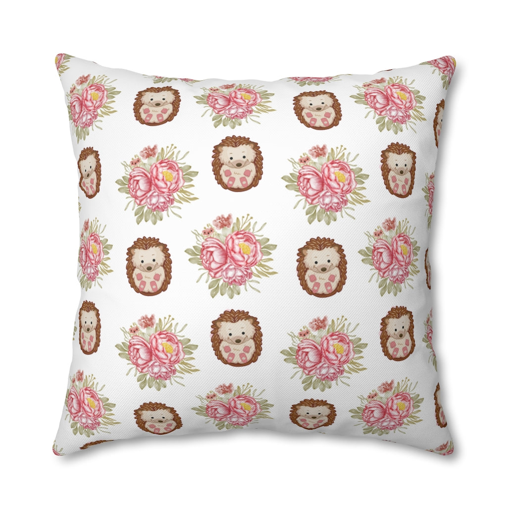 Hedgehog Pillow Case - Throw Pillow Cover - Grandmillennial Style