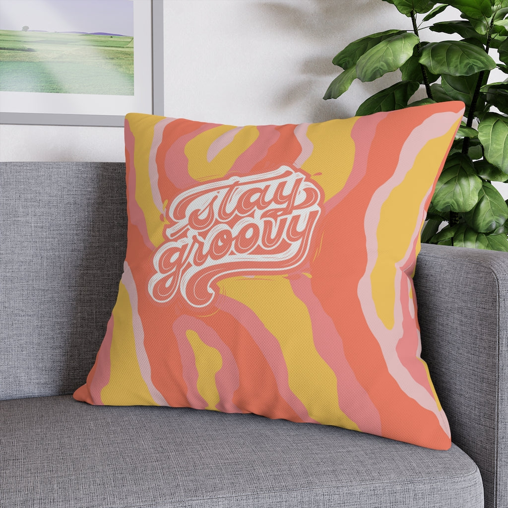 Stay Groovy Pillow Case - Throw Pillow Cover - Grandmillennial Style