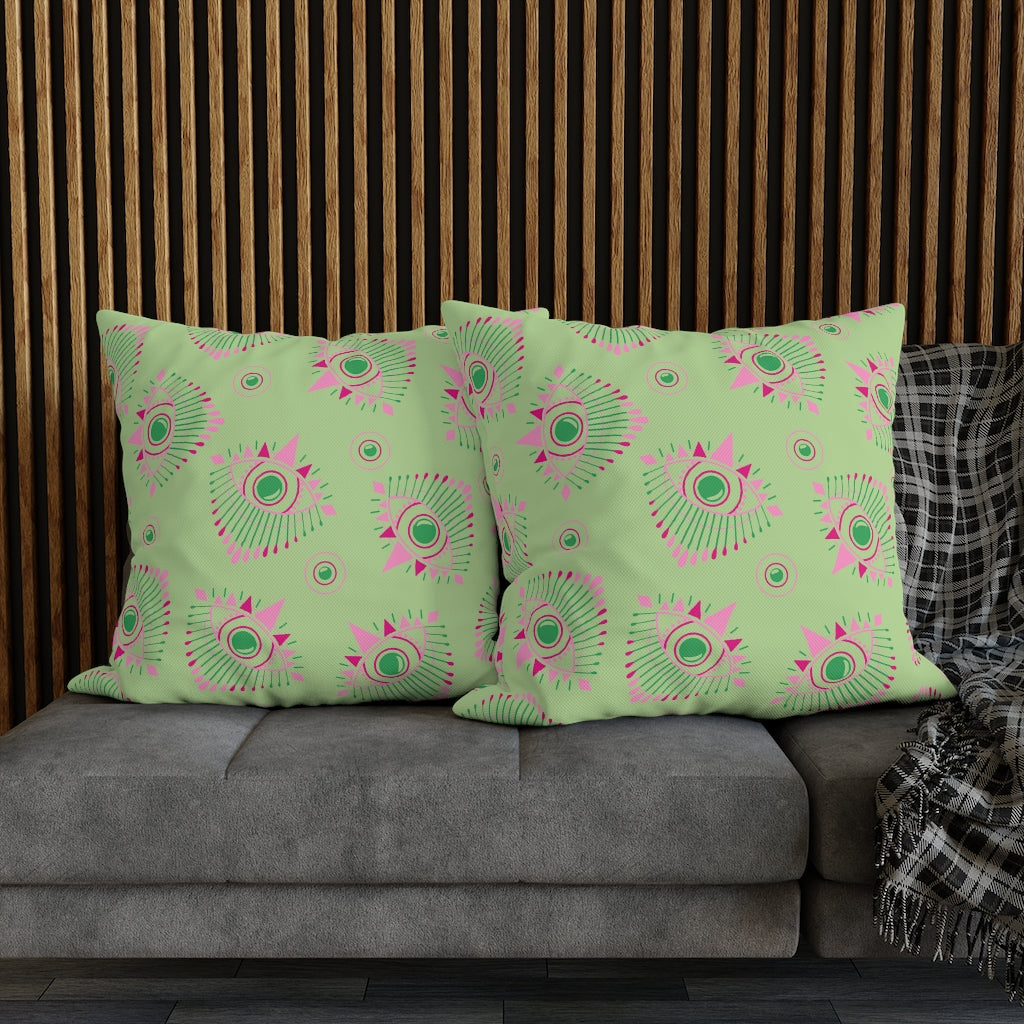 Henna Eyes Green Pillow Case - Throw Pillow Cover - Grandmillennial Style