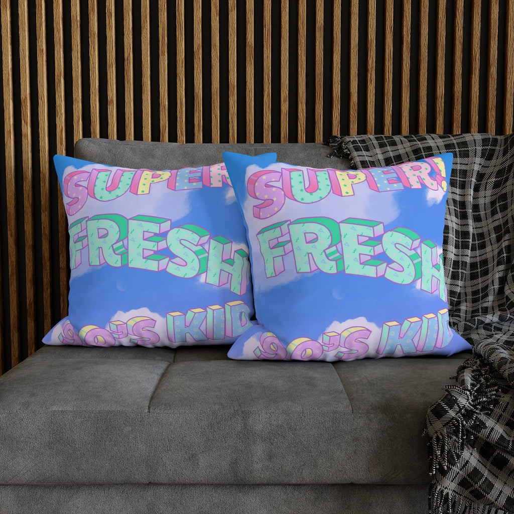 Super Fresh 90s Kid Pillow Case - Throw Pillow Cover - Grandmillennial Style