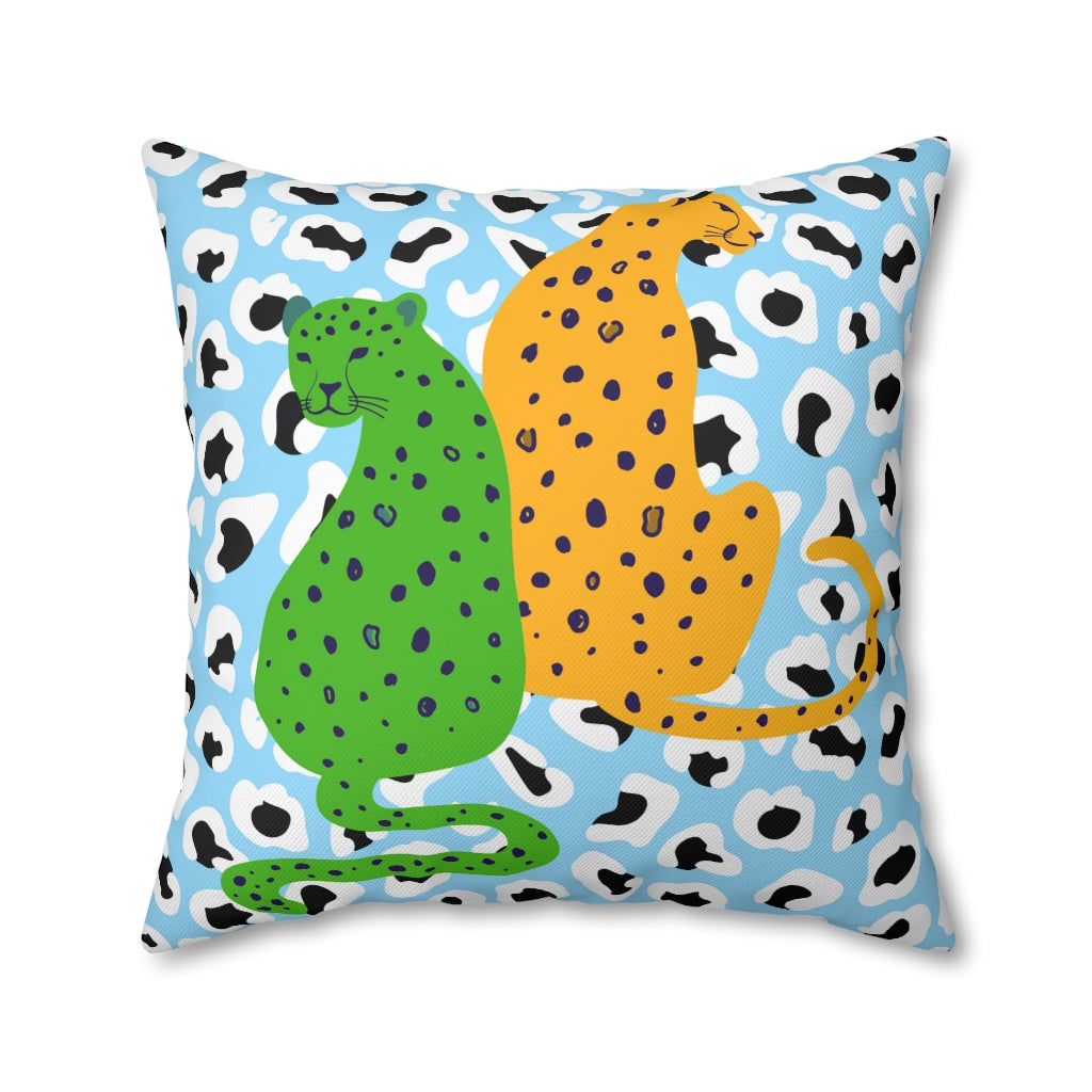 Cheetah Couple Pillow Case - Throw Pillow Cover - Grandmillennial Style