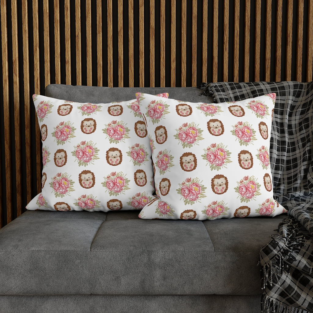 Hedgehog Pillow Case - Throw Pillow Cover - Grandmillennial Style