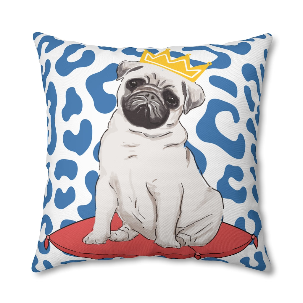 Royal Pug Pillow Case - Throw Pillow Cover - Grandmillennial Style