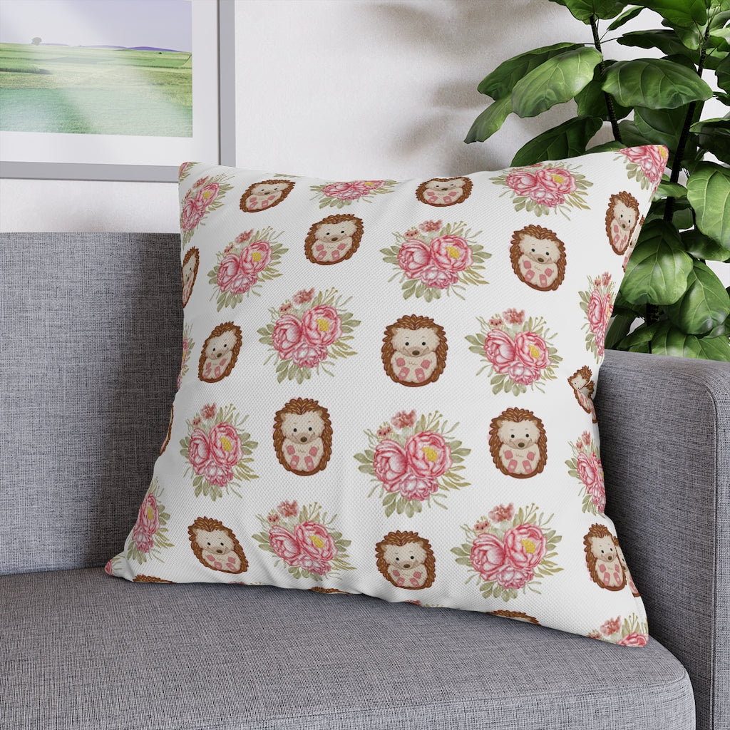 Hedgehog Pillow Case - Throw Pillow Cover - Grandmillennial Style