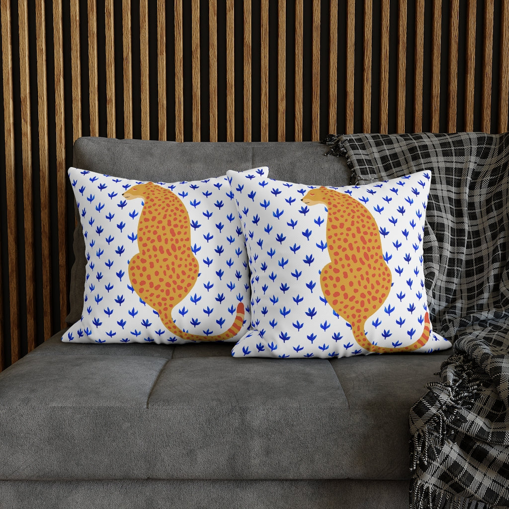 Orange Cheetah Pillow Case - Throw Pillow Cover - Grandmillennial Style