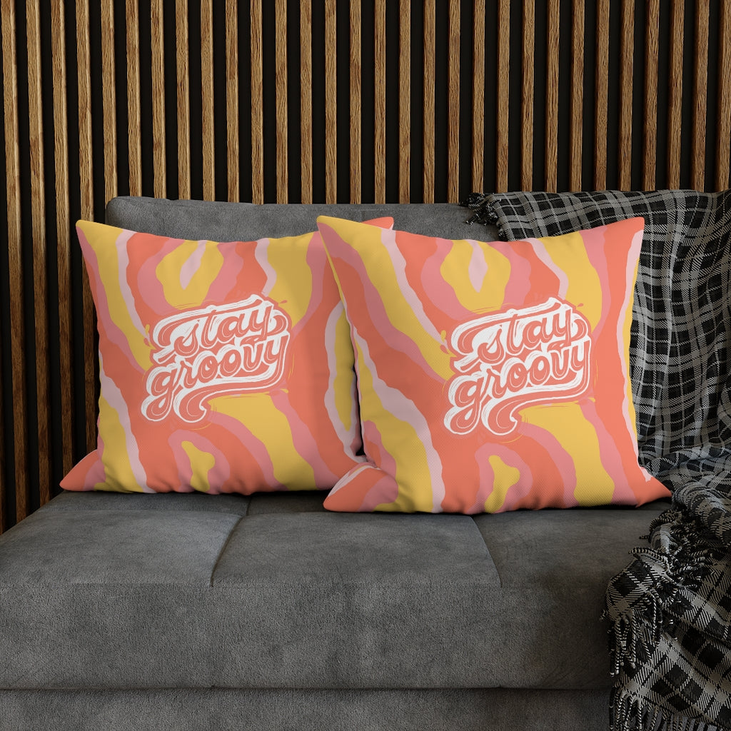 Stay Groovy Pillow Case - Throw Pillow Cover - Grandmillennial Style