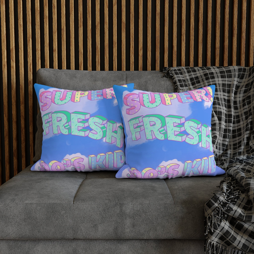 Super Fresh 90s Kid Pillow Case - Throw Pillow Cover - Grandmillennial Style