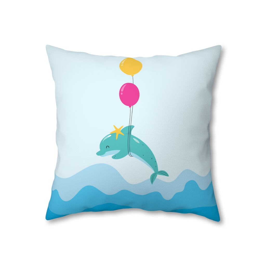 Inflated Dolphin Pillow Case - Throw Pillow Cover - Grandmillennial Style