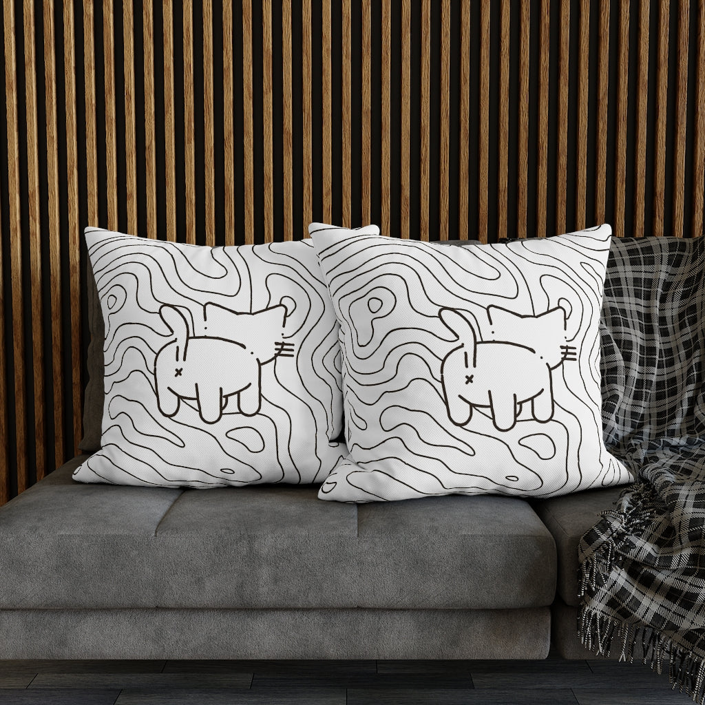 Topographic Kitten Pillow Case - Throw Pillow Cover - Grandmillennial Style