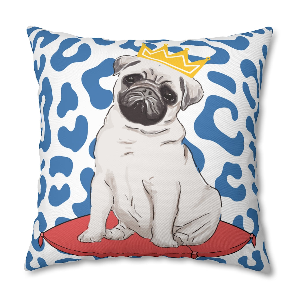 Royal Pug Pillow Case - Throw Pillow Cover - Grandmillennial Style