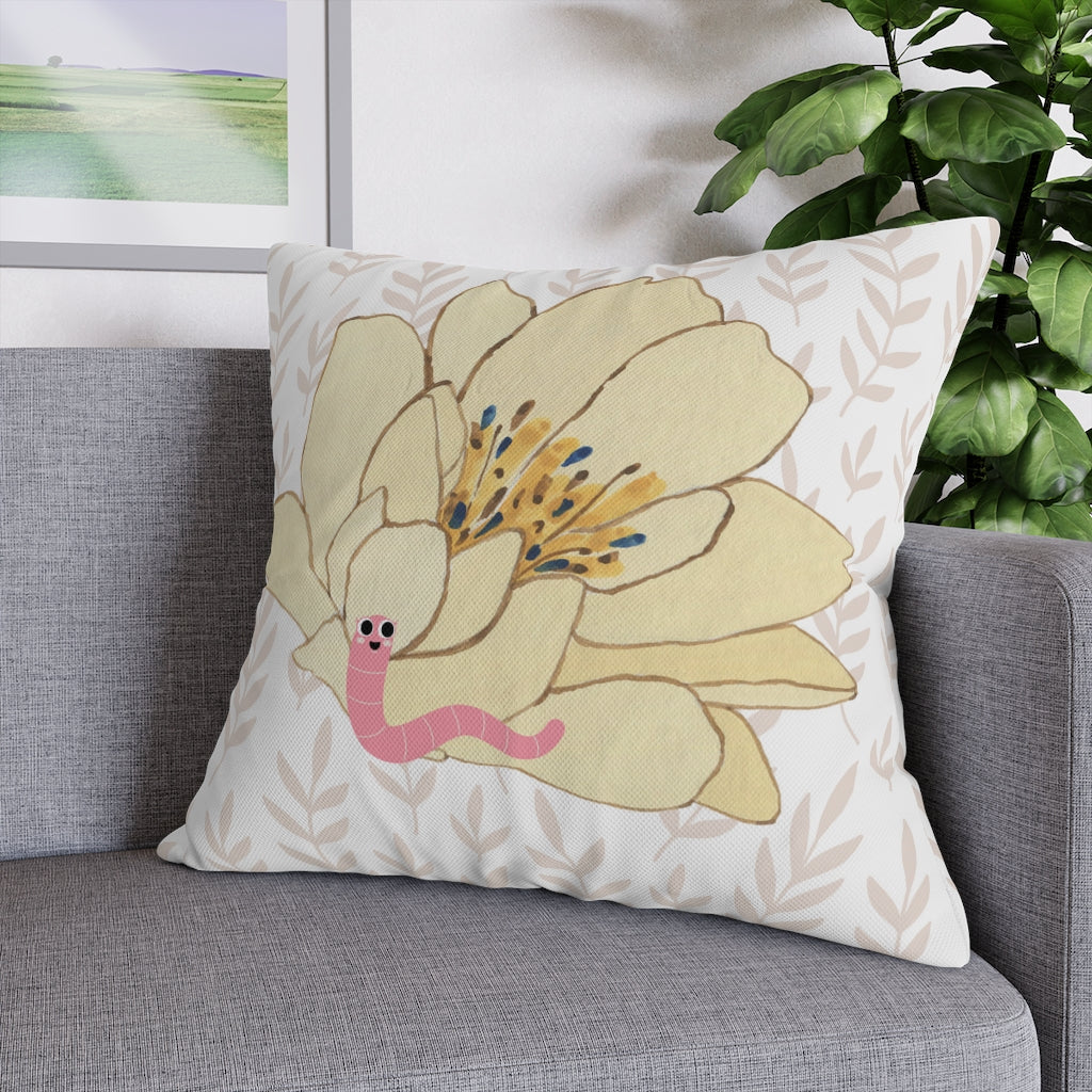 Earthworm Pillow Case - Throw Pillow Cover - Grandmillennial Style