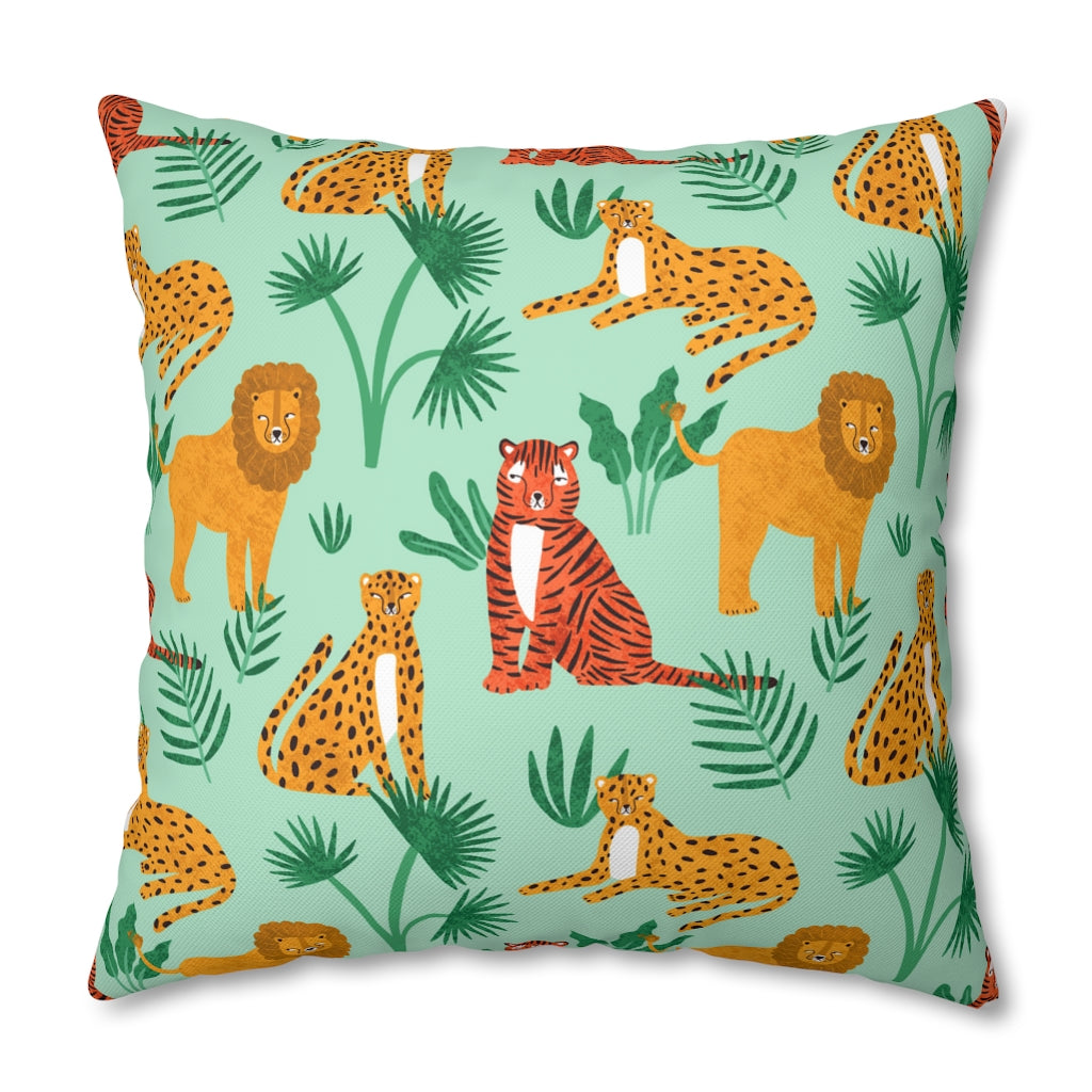 Jungle Meeting Pillow Case - Throw Pillow Cover - Grandmillennial Style