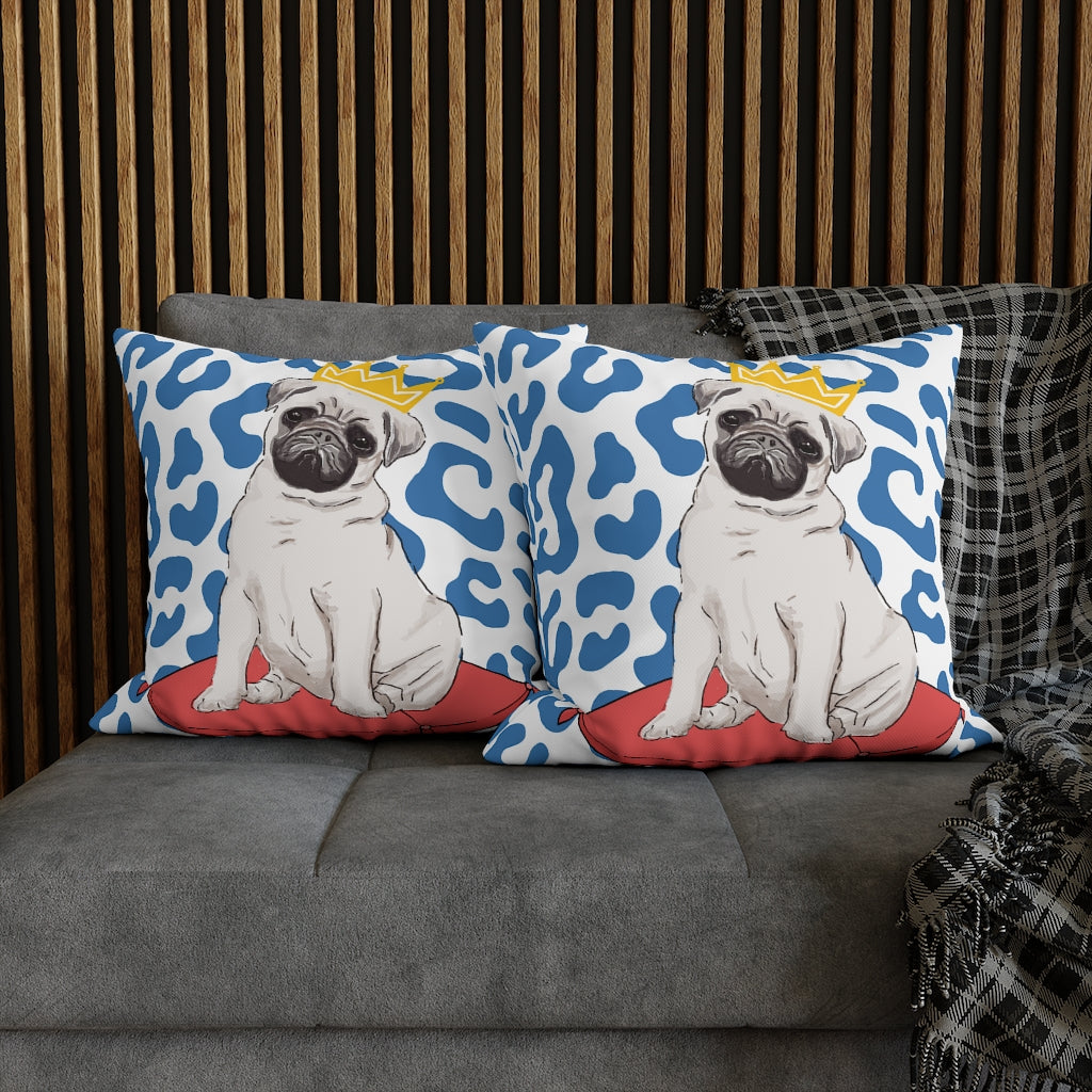 Royal Pug Pillow Case - Throw Pillow Cover - Grandmillennial Style