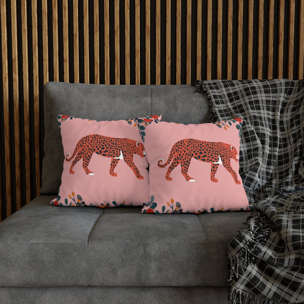 Pink Leopard Pillow Case - Throw Pillow Cover - Grandmillennial Style