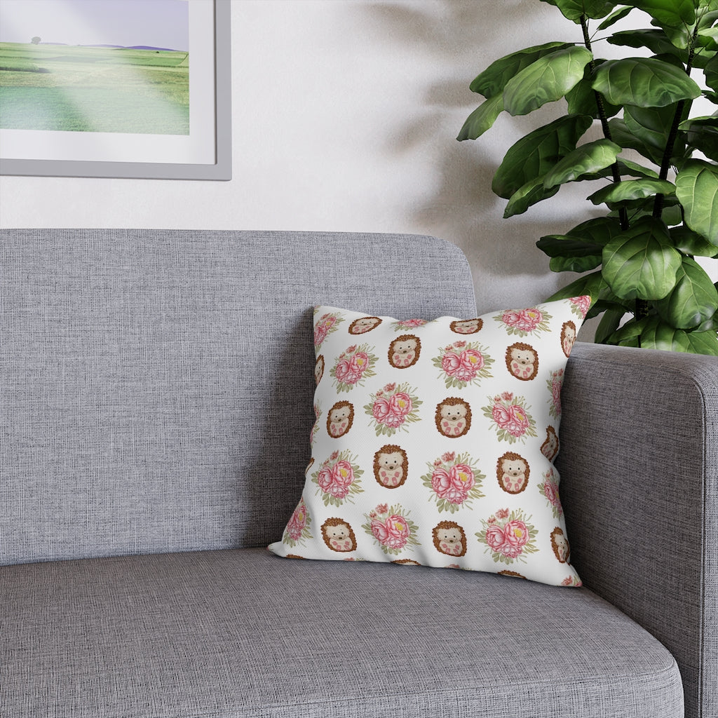 Hedgehog Pillow Case - Throw Pillow Cover - Grandmillennial Style