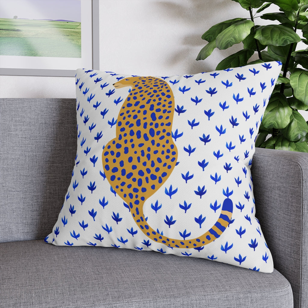 Blue Cheetah Pillow Case - Throw Pillow Cover - Grandmillennial Style